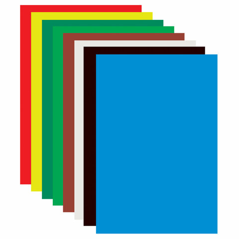 Картон цветной А4 немелованный (матовый), 16 листов 8 цветов, ПИФАГОР, 200х283 мм, 128010, 10шт.#S