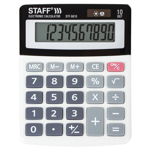 Калькулятор настольный STAFF STF-5810, КОМПАКТНЫЙ (134х107 мм), 10 разрядов, двойное питание, 250287#S