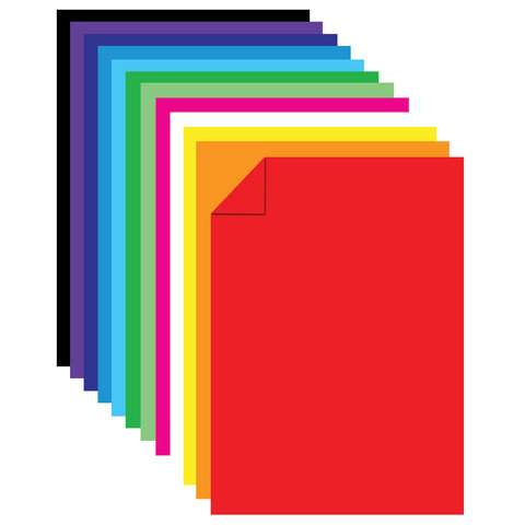 Цветной картон А4, ТОНИРОВАННЫЙ В МАССЕ, 48 листов, 12 цветов, склейка, 180 г/м2, ЮНЛАНДИЯ, 210х297 мм, 129877#S