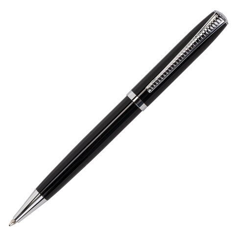 Ручка подарочная шариковая BRAUBERG "Cayman Black", корпус черный, узел 1 мм, линия письма 0,7 мм, синяя, 141410, 2шт.#S