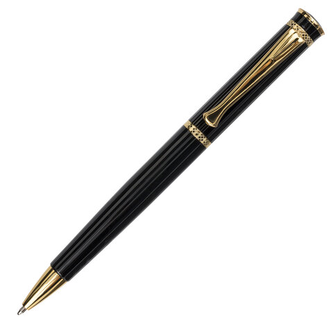 Ручка подарочная шариковая BRAUBERG "Perfect Black", корпус черный, узел 1 мм, линия письма 0,7 мм, синяя, 141416, 2шт.#S