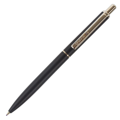 Ручка подарочная шариковая BRAUBERG "Larghetto", СИНЯЯ, корпус черный с хромированными деталями, линия письма 0,5 мм, 143476, 2шт.#S
